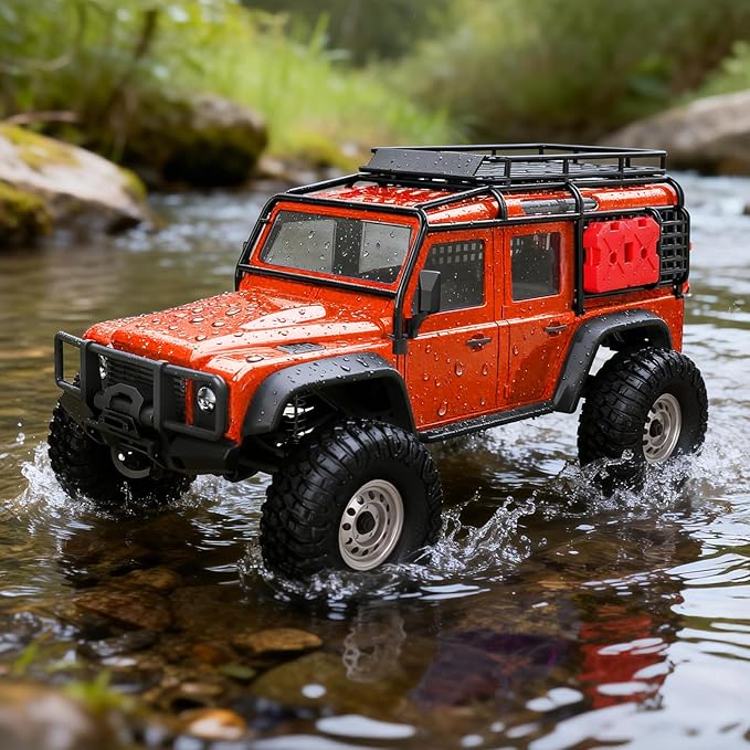 Cheerwing 1:18 Rock Crawler 2.4Ghz Car 4WD Off Road RC Monster Truck with Two-Speed Gearbox Hobby RC Car for Adults (Red)