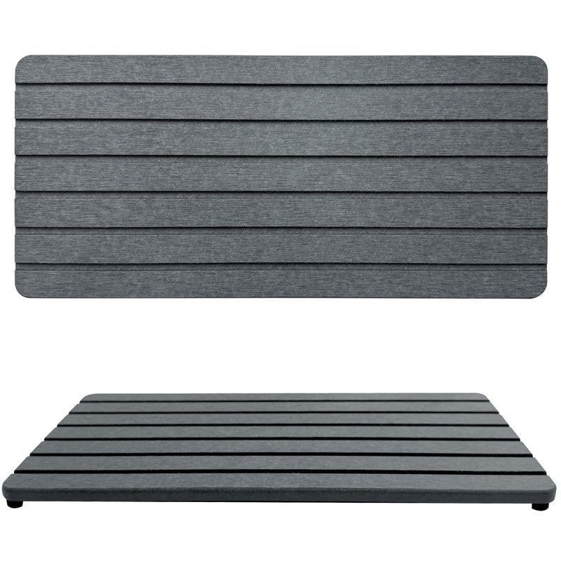 NiuYichee 2 PCS Water Absorbent diatomite Coasters, 12" x 5.5" Water Absorbing Stone Tray for Sink, Stone Drying mat for Kitchen Counter, Stone soap Tray Used for Hand Soaps & toiletries & Plants
