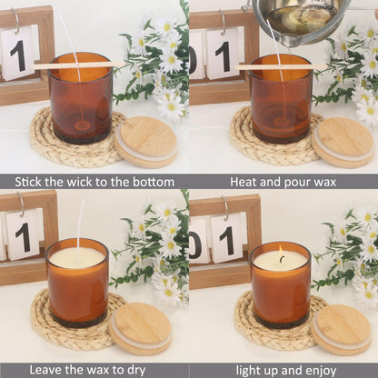 MILIVIXAY 12Pack 12 OZ Amber Thick Glass Candle Jars with Lids - Bulk Empty Candle Jar for Making Candles - Spice, Powder Containers.