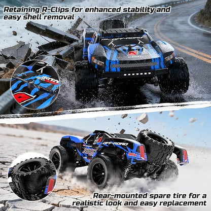 DEERC 1:12 Fast RC Cars 45KPH 4WD High Speed Short Course RC TruckOff-Road All Terrain Remote Control Car with 2 Rechargeable Batteries &amp Spare Tire2.4GHz RC Monster Truck for Adults Kids Boys