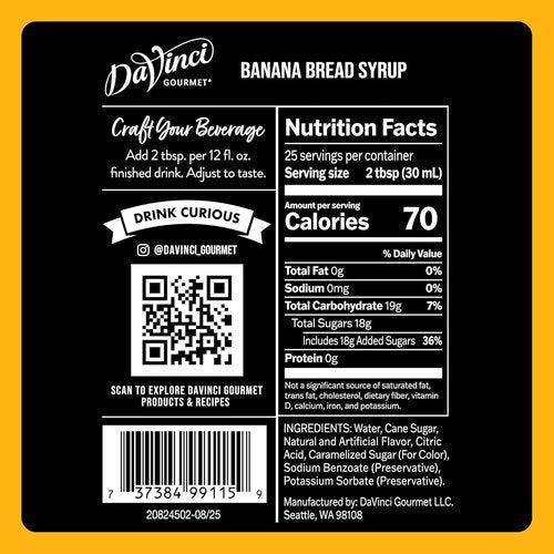 DaVinci Gourmet Banana Bread Syrup - 25.4 Fl Oz | Delicious Flavor for Baking & Beverages