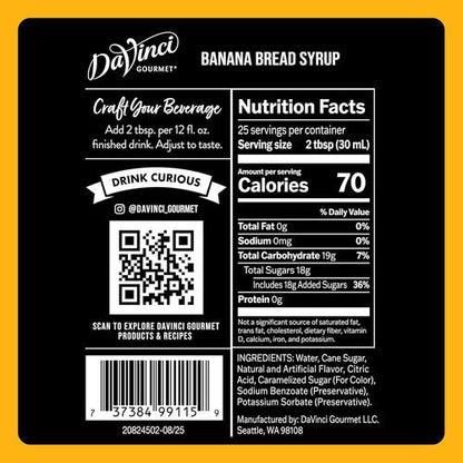 DaVinci Gourmet Banana Bread Syrup - 25.4 Fl Oz | Delicious Flavor for Baking & Beverages