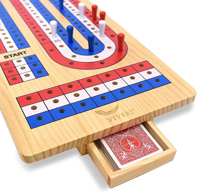 Vivere Giant Cribbage Game – Includes Large Pegs Bicycle Cards and Oversized Board for Family Fun
