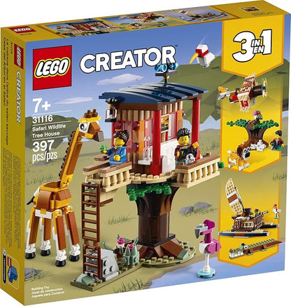 LEGO Creator 3in1 Safari Wildlife Tree House 31116 Building Kit Featuring a House Toy Biplane Toy and Catamaran Toy Best Building Sets for Kids Who Love Imaginative Play New 2021 (397 Pieces)