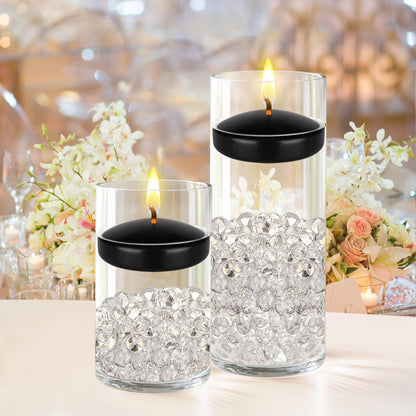 Mega Candles 24 pcs Unscented Black Floating Candles, Hand Poured Wax Candle 3 Inch Diameter, Home Décor, Wedding Receptions, Occasions, Festivities, Events, Meditations, Tranquility, Spa