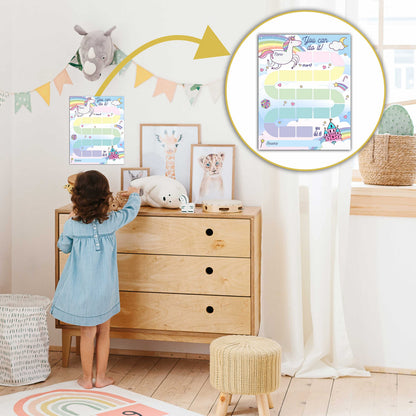 20 Unicorn Reward Chart with 432 Round Stickers, Incentive Behavior Chart for Kids at Home Classroom, Kids Routine Daily Chore Sticker Chart-B01