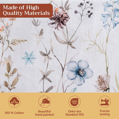 Maison d' Hermine Table Cloth Rectangle Table 100% Cotton 60 x 90 Inches Fall Tablecloth Reusable Everyday Use for Thanksgiving Christmas Decorations Dining Farmhouse Party (Ice Florals)