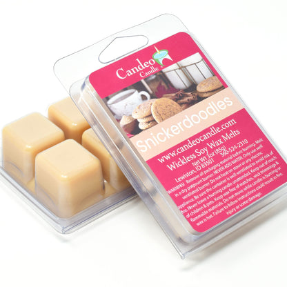Snickerdoodles - Scented Wax Melts for Wax Warmers - Made with Soy Wax - Handmade in The USA - 2 Pack Set of 6 Melt Cubes - Candeo Candle