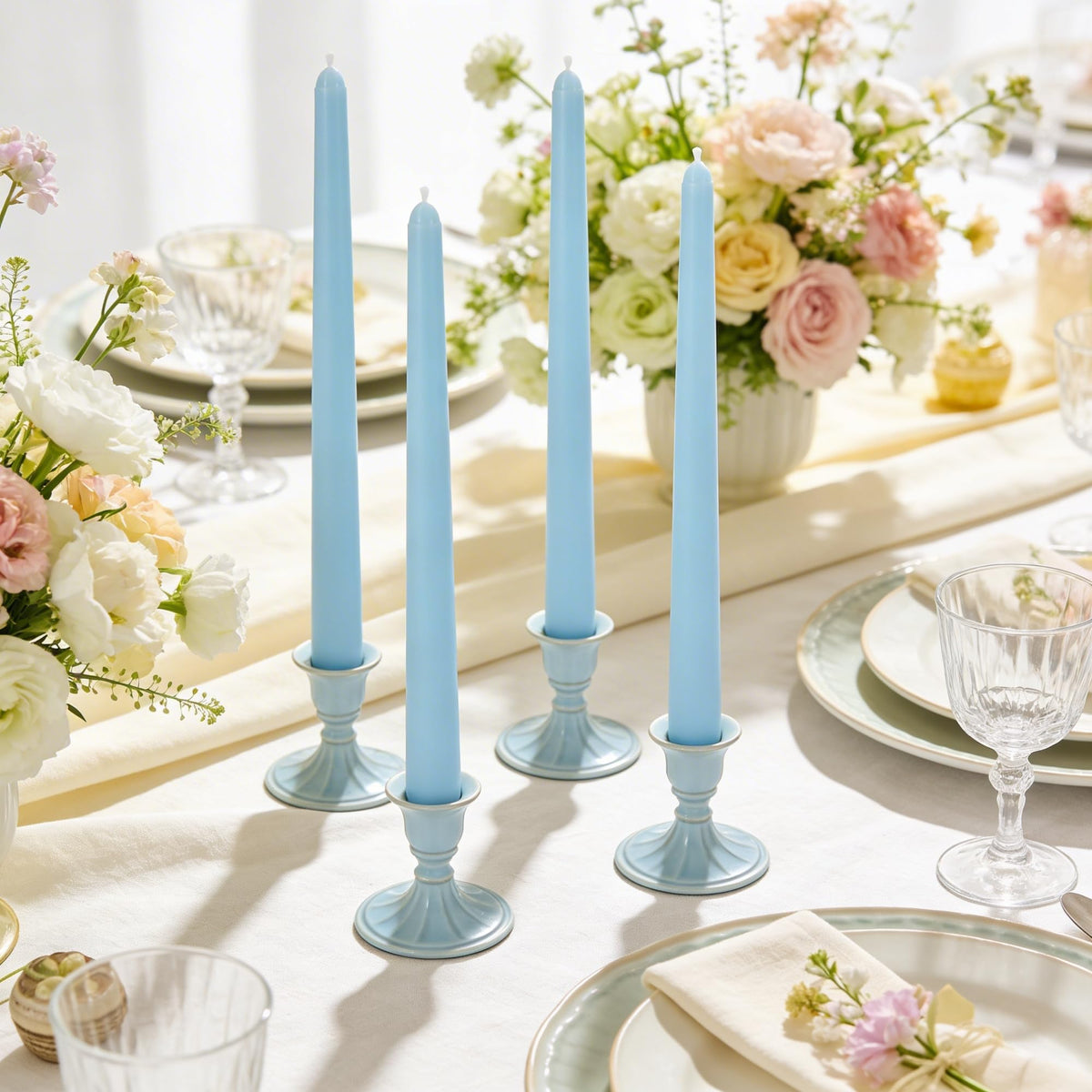 Viyffo Taper Candles, 10 Inch, 20 Pack, Sky Blue – Unscented, Dripless & Smokeless Design, Up to 8 Hour Burn – Long Tall Taper Candlesticks for Wedding, Dinner & Home Decor