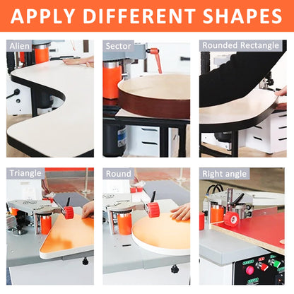 Edge Banding Machine, Portable Woodworking Edge Bander Curve Straight, Dual-Side Glue Application, Automatic Tape Breaking&Intelligent Temperature Control & Adjustable Speed 5-10m/min (110V)
