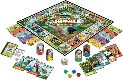 MasterPieces Kids &amp Family Board Games - World of Animals Opoly Jr. - Officially Licensed Board Games for Kids &amp Family