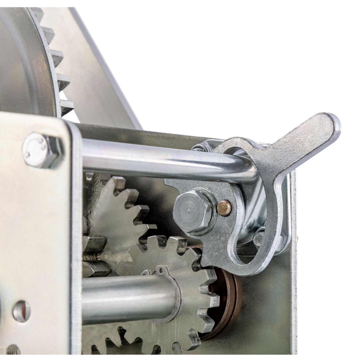 CURT 29532 Hand-Crank 2-Speed Winch, 3,200 lbs, 5.4:1 High, 17.5:1 Low Gear Ratio, 9.6" Handle