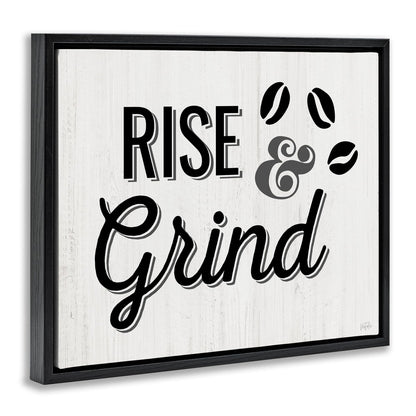Stupell Industries Rise & Grind Coffee Beans Black Floater Framed Canvas Wall Art Design by Natalie Carpentieri, 31 x 25