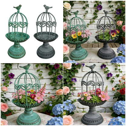 Decorative Candlestick Metal Flower Binding Birdcage Holder Desktop Ornament Home Wedding Decoration Accessories Home Gardening Accessories