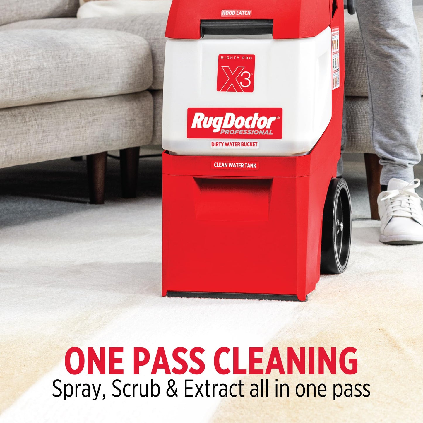 Rug Doctor X3 Commercial Carpet Cleaner – Large Red Oxy Pro Pack, Exclusive Vibrating Brush Spray Scrub and Extract Embedded Dirt and Grime, 48 oz. Oxy Cleaning Solution
