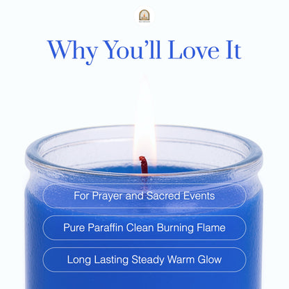 Alumenza 3 Pack Blue 7 Day Candles in Glass Jar – Paraffin Wax, Clean Burning Unscented | Large & Tall Devotional Prayer Pillar Candles for Home, Memorial, Spells, Long Lasting