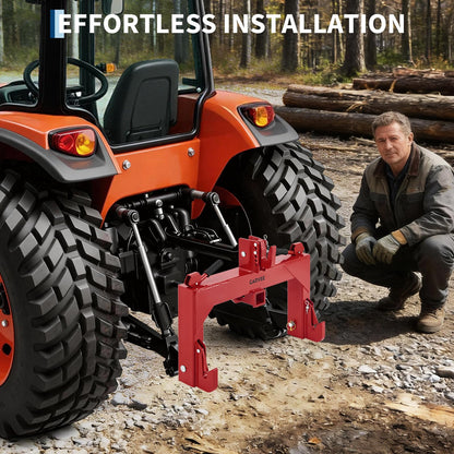3-Point Quick Hitch with 2" Trailer Receiver, 3000LBS Lifting Capacity Category 1 Tractor Attachment, 5-Level Adjustable Top Hook, No Modification Needed for Agricultural Use