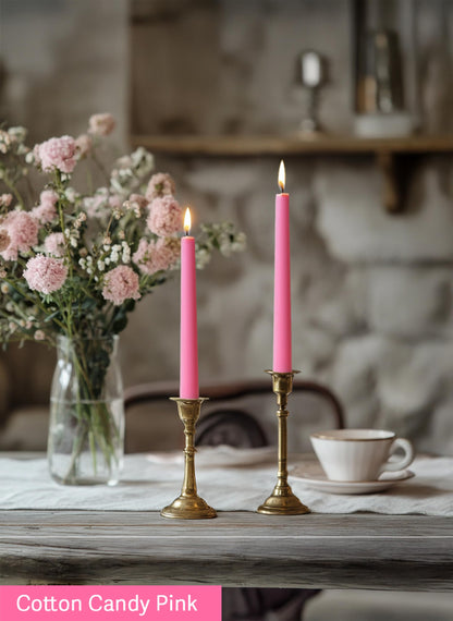 Homeology 12pk 10" Classic Taper Candles, Pink Shades, 7-8 Hours Long Burning, Unscented Tall Candlesticks