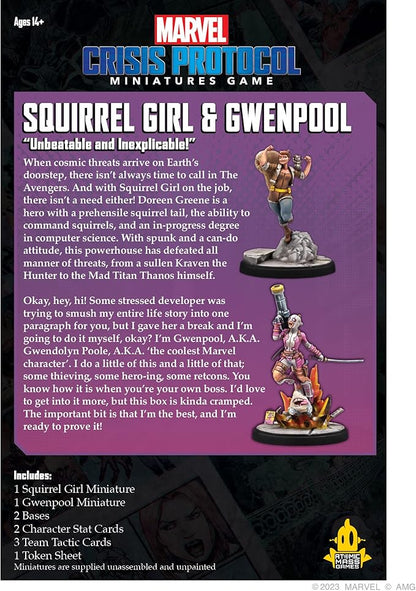 Marvel: Crisis Protocol Squirrel Girl &amp Gwenpool CHARACTER PACK - Reality-Bending Rogues! Tabletop Superhero Game Ages 14+ 2 Players 90 Minute Playtime Made by Atomic Mass Games