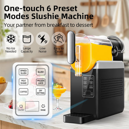Slushie Machine No Ice Needed, 88oz Large Capacity Slushy Machine for Home, 6 Presets Slushie Maker for Frozen Drink, Slush, Margaritas, Frappés, Slushy Machine with DIY Mode, LED Display & Auto Clean
