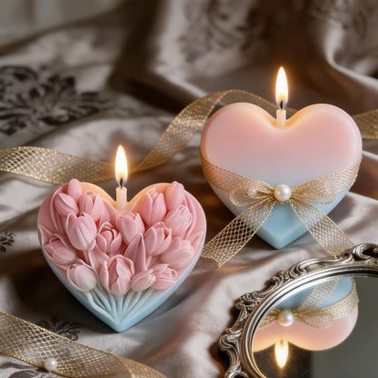 Tulip Heart Flower Petal Mold - Cylinder Molds Silicone Wave Spiral Candle Mold - Silicone Resin Casting Molds for Candle & Resin & Soap Craft Supplies