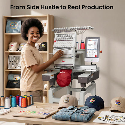 BAi The Mirror 15 Needle 20"x14" Large Area Commercial Embroidery Machine,1200 SPM High Speed & 850 SPM on Hat,Institch OS5 Intuitive Control,Software included Wi‑Fi/USB Transfer