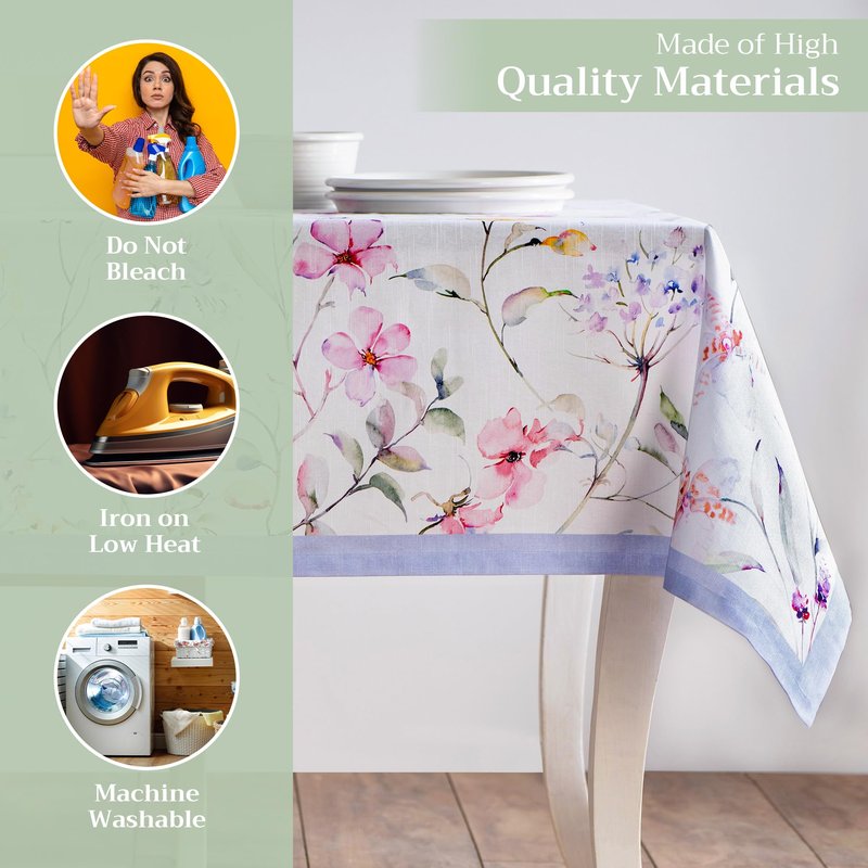 Maison d' Hermine Table Cloth Rectangle Table 100% Cotton 60 x 90 Inches Tablecloth Reusable Decorative for Dining Kitchen Room Farmhouse Home Gifts for Mothers Day Spring Summer - Summer Floral