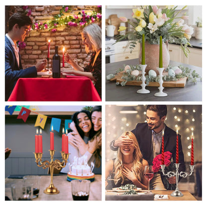 Rely+ 3 Arm Baby Candelabra Black Matte 8 Inch Taper Candle Holders Gothic Decorations Candlesticks Holder Home Decor Wedding Parties Centerpiece for Dining Table