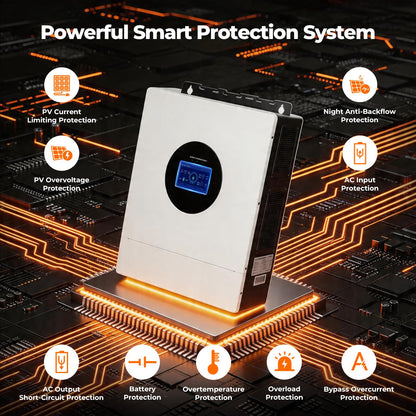 AuraSolar 8000W Hybrid Solar Inverter 48V DC to 120V/240V AC Split Phase, Pure Sine Wave Inverter Built-in MPPT 120A Charge Controller, Power Converter for Home Backup Off Grid Solar System