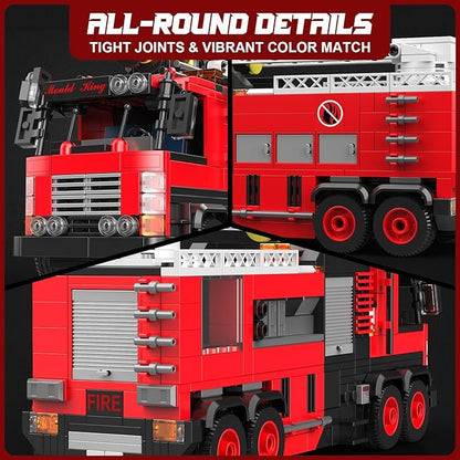 Mould King Ladder Fire Truck Building Set – 725+PCS STEM Toys for Kids &amp Adults 24094 City Firetruck Building Bricks with Movable Ladder Ideas Creative Gift for Birthday Compatible Building Kits