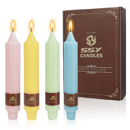 Pastel Short Taper Candle 7 Inch Candlesticks Unscented Dripless Tapered Candle Set for Home Decor Wedding Party Dinner Candles, 4 Pack