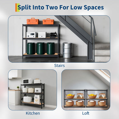 Garage Storage Shelves 5 Tiers, Heavy Duty Storage Shelving Racks with 2500 LBS Capacity, 48 " L x 24 in W x 72 in H Metal Adjustable Shelving Unit for Kitchen Pantry Basement Bathroom Laundry
