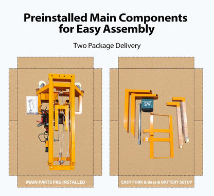 CareArise Electric Material Lift Pallet Stacker| 660lbs Capacity Forklift | 47.24" Max Remote Control Lift | Adjustable Forks&Base | Ideal for Warehouse, Garage, Logistics丨Battery Powered Forklift