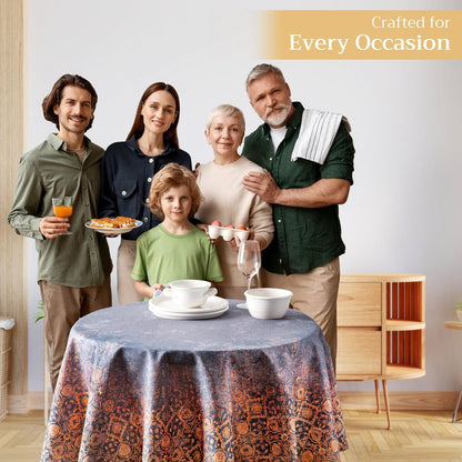 Maison d' Hermine Table Cloth Round Table 100% Cotton 63 Inches Fall Tablecloth Reusable Everyday Use for Thanksgiving Christmas Decorations Dining Farmhouse Party (Imperfection)