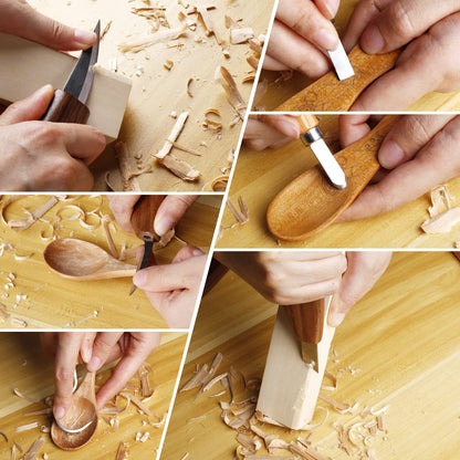 Olerqzer 26-in-1 Wood Carving Kit with Detail Wood Carving Knife, Whittling Knife, Wood Chisel Knife, Gloves, Carving Knife Sharpener for Spoon, Bowl, Kuksa Cup (26PCS)