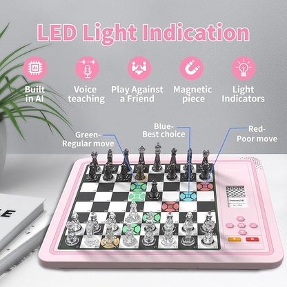 Electronic Chess Set Computer Chess Game Chess Set Board Game Electronic Chess Game LEDs Built-in Battery Great Partner for Play and Practice