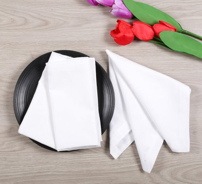 Lightnpro Decorative Cloth Dinner Napkins with Hemstitched, Wedding, Cocktail & Party Napkins, Mitered Corners, Machine Washable, 12 Elegant Table Napkins for Special Occasions - 18x18 Inch White