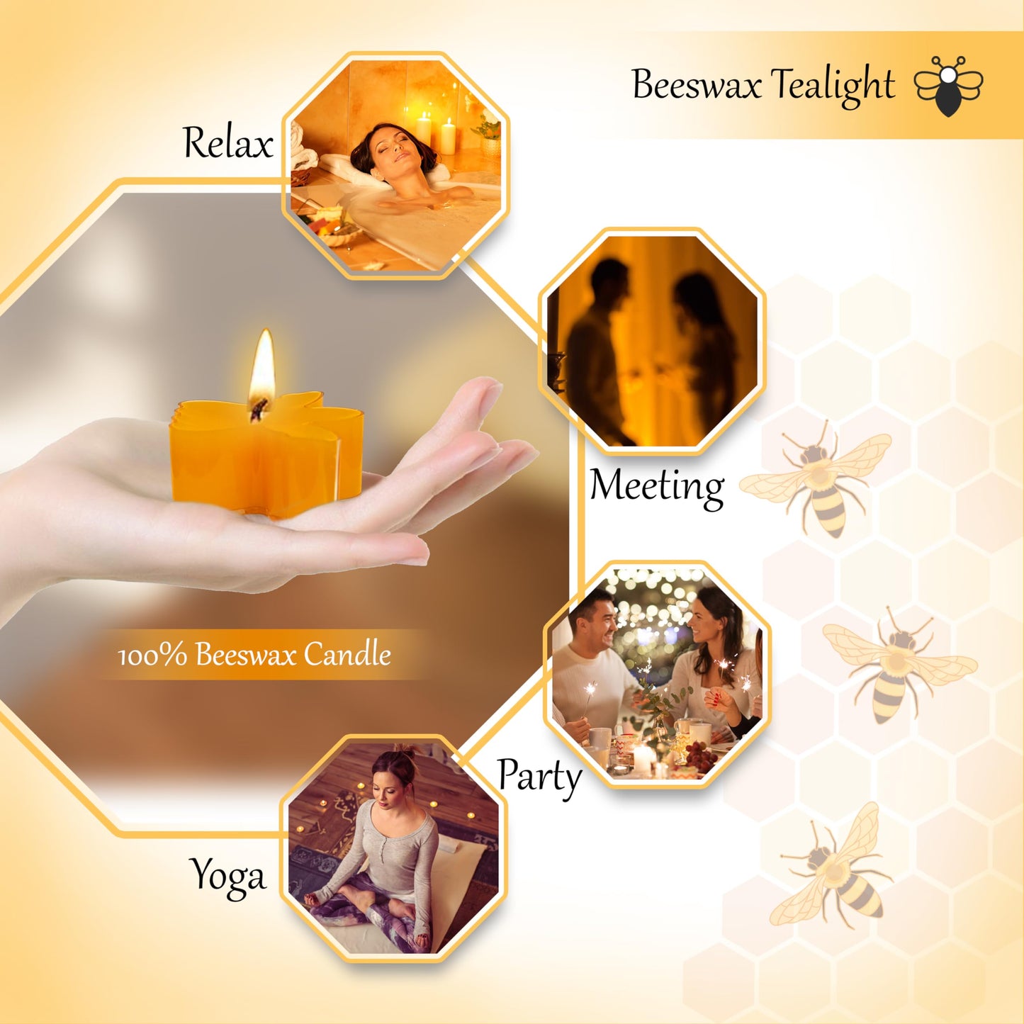 24pcs Beeswax Tealights Beeswax Tealight Candles Clear Cup Pure Handmade Beeswax Tealights Smokeless Bee Wax Candle for Birthday Party,Wedding, Spa, Home Decor
