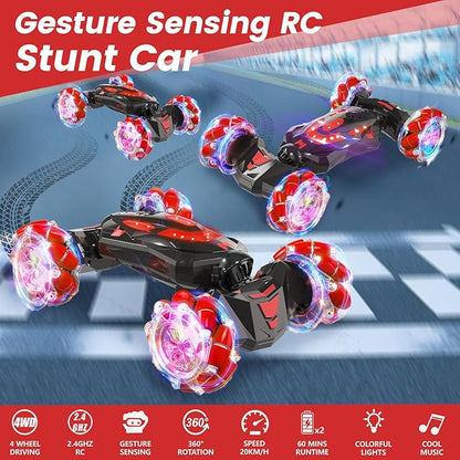 Gesture Sensing RC Stunt CarRemote Control Car Toys for Ages 8-12Drift Cars with Lights Music4WD 360° Spins All Terrains Kids Toys RC Cars 4-7 Best Birthday Gift for Kids