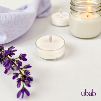 Ubab Handcrafted Scented Tealight Candle I Eco-Friendly Premium Soy Wax I Lavender Bliss I Set of 20 (38 cm X 15 cm)Tealights I 12 gm each I Upto 4.5 HRS Burn Time each I Premium Aromatherapy Candles