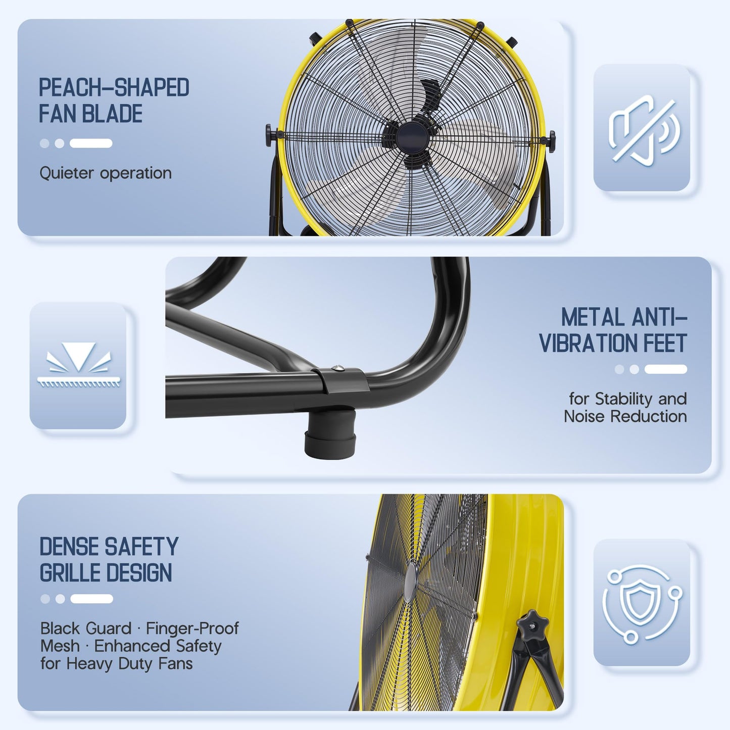 Albott 24 Inch Industrial Floor Fan, High Velocity Drum Fan with 3 Speeds, Heavy Duty Metal Shop Fan with Wheels for Warehouse, Workshop, Garage, Factory Use