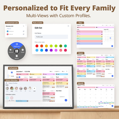 Digital Calendar 27 Inch Touch Screen, Electronic Wall Calendar Chore Chart for Family Monthly/Weekly Planner Rewards Organization, Interactive Large Display Smart Calendar, Desk Mount Included