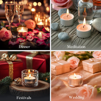 Unscented Tea Lights Candles 100 Pack,6 Hours Long Burning White Tea Candles Bulk,Non-Paraffin, Clean Burn, Smokeless, Palm Tealight Candles for Wedding,Centerpiece,Christmas Lights,Home Decor