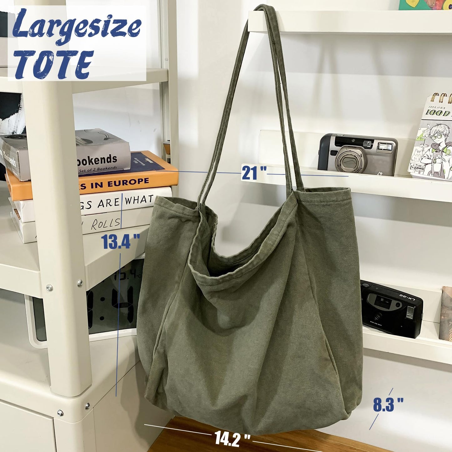 YAVCOOL Canvas Tote Bag for Women Large Hobo Shoulder Bag for Work Travel Casual Message Bag Tote Purse handbags