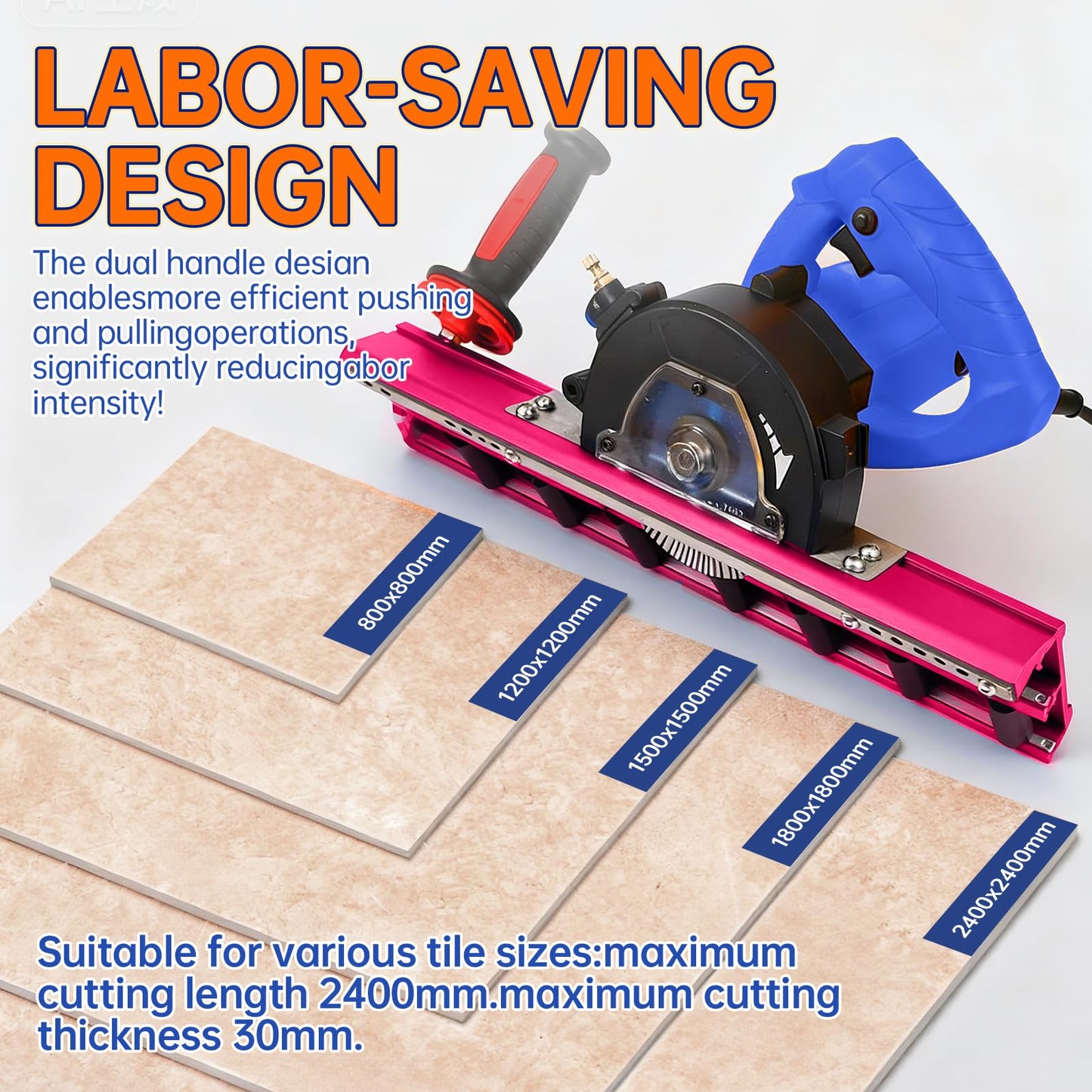 Tile Beveling Tool, 43° Chamfer Machine with 16-Roller Base, Water Cooling & Dust Bag, Edge Bevel Cutter for Porcelain, Ceramic Tile, Marble & Stone