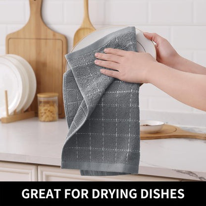 Homaxy 100% Cotton Terry Kitchen Dish Cloths, Ultra Soft and Absorbent Dish Towels for Kitchen, Suitable for Drying and Washing Dishes, 6 Pack, 12 x 12 Inches, Grey