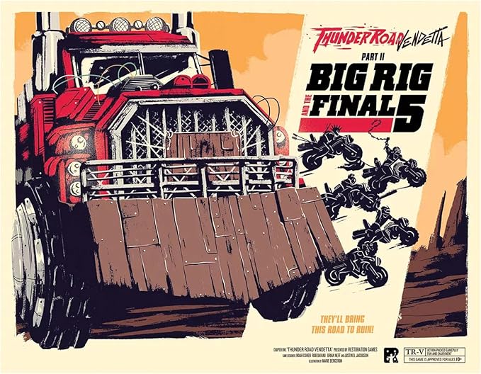 Restoration Games Thunder Road Vendetta Big Rig &amp The Final 5 - Racing and Strategy Board Game for Adults - Post-Apocalyptic Demolition Derby Racing Game - 2-5 Players - 30-75 Min Playtime - Ages