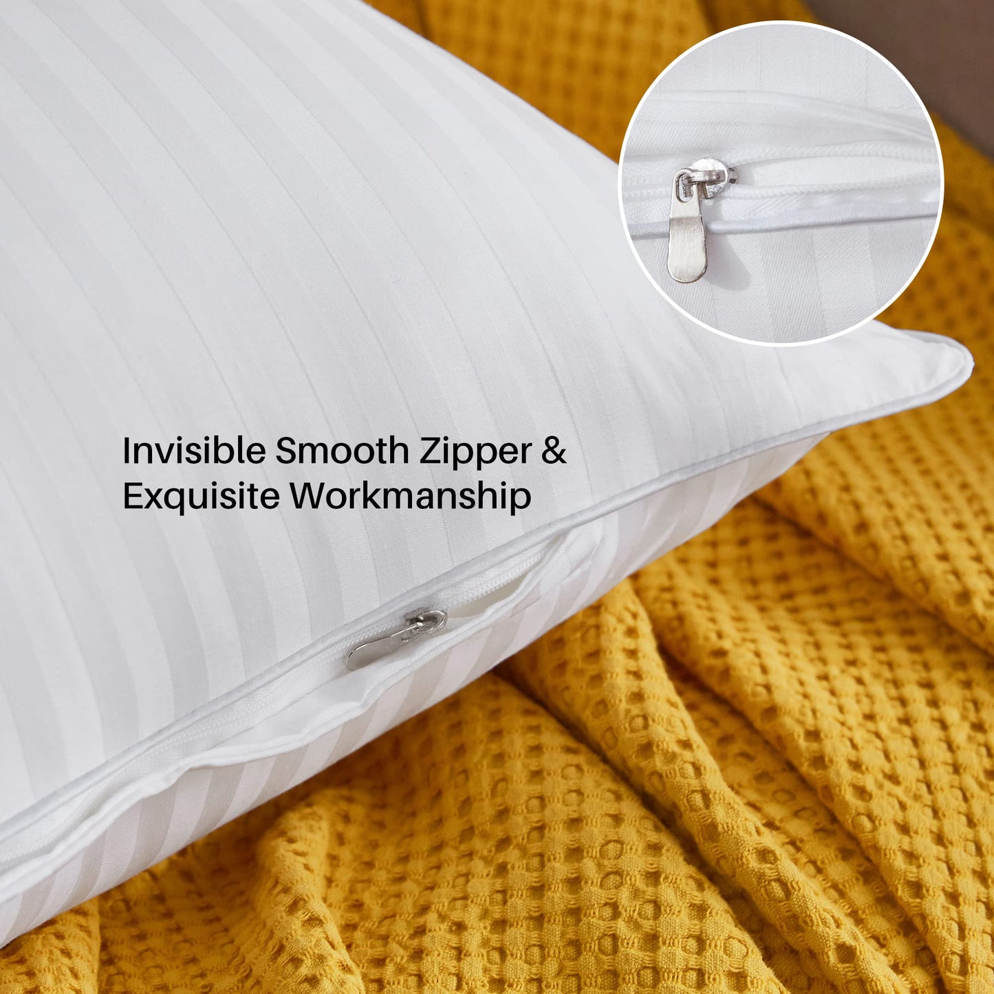 Oubonun 26 x 26 Euro Pillow Inserts, Firm and Fluffy Decorative Square Pillows for Couch Bed Sofa with Soft Cotton Cover White Cushion with Down Alternative Pack of 2