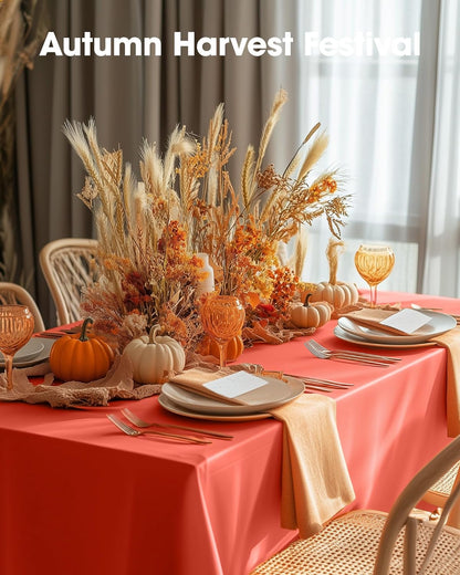 Pureegg Disposable Plastic Tablecloths - 8 Pack, 54 x 108 Inch, Leakproof & Sturdy for Halloween & Thanksgiving | Orange