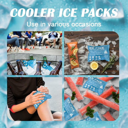 Lagincig 50PCS Ice Packs for Coolers Shipping Lunch Box - Cold Cooler Bag Long Lasting Reusable Ice Pack Gel Freezer Packs for Camping Beach Fishing Shipping Food